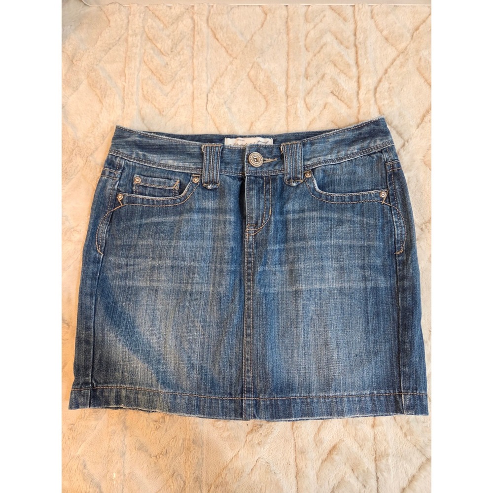 Aeropostale Denim Mini Skirt Medium Wash Cotton Size 7/8 Jean Skirt